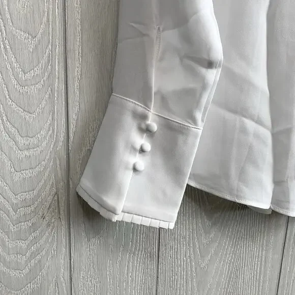 White House Black Market Tie Neck Long Sleeve Blouse Top White Size 6 NWT - Picture 6 of 6